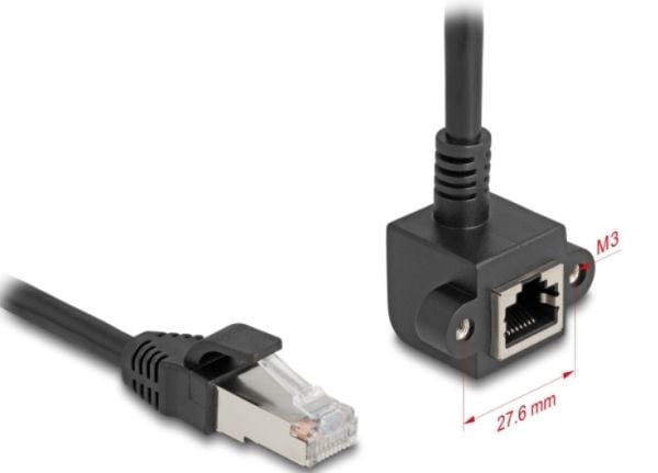Delock - Nettverksforlengelseskabel - RJ-45 (hann) til RJ-45 (hunn) vinklet - 3 m - 6 mm - foliebelagt uskjermet tvinnet kabelpar (F/UTP) - CAT 6 -...