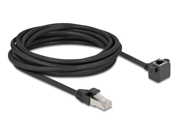Delock - Nettverksforlengelseskabel - RJ-45 (hann) til RJ-45 (hunn) down-angled - 5 m - 6 mm - skjermet F/UTP - CAT 6 - støtte for Gigabit Ethernet...