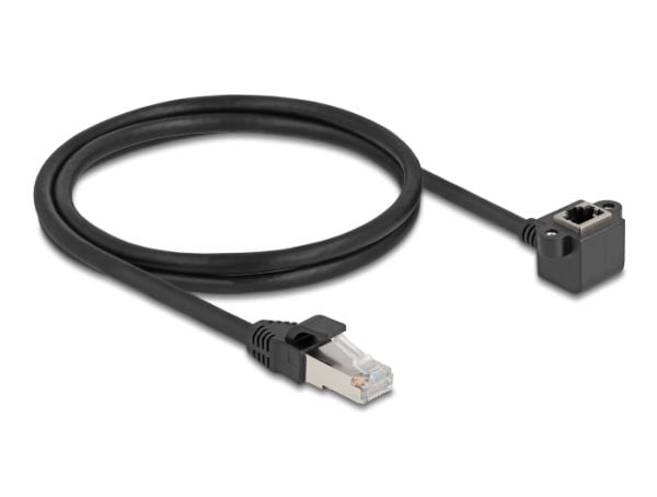 Delock - Nettverkskabel - RJ-45 (hann) til RJ-45 (hunn) angled, screwable - 1 m - 6 mm - foliebelagt uskjermet tvinnet kabelpar (F/UTP) - CAT 6 - 2...