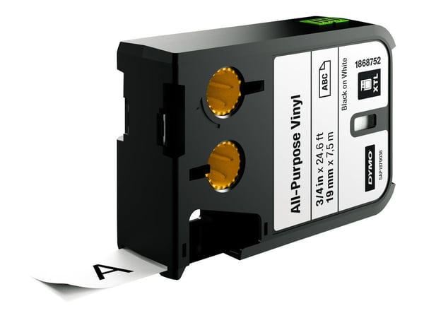 DYMO XTL All-Purpose - Vinyl - permanent selvklebende - svart på hvitt - Rull (1,9 cm x 7 m) 1 kassett(er) tape