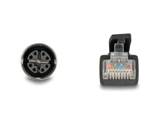 Delock - Nettverkskabel - 8 pin M12-X (hunn) til RJ-45 (hann) - 10 m - 6.8 mm - S/FTP - CAT 5e - X-kodet, fleksibel - svart