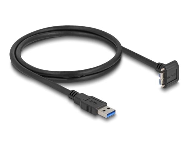 Delock USB 5 Gbps-kabel USB Type-A hann rett til USB Micro-B hann 90° vinklet nedover med skrueavstand 18