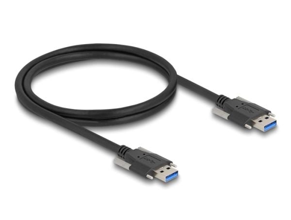 Delock USB 5 Gbps-kabel Type-A hann til Type-A hann med skrueavstand 22 mm 1 m svart