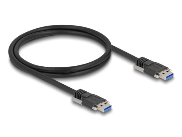 Delock USB 5 Gbps-kabel Type-A hann til Type-A hann med skrueavstand 19 mm / M3 skruer 1 m svart