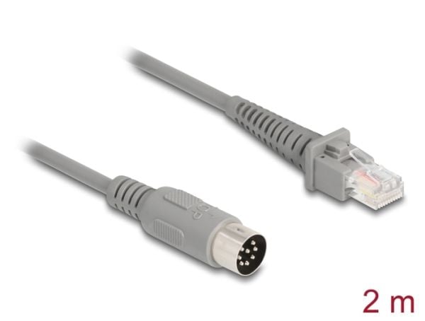 Delock - Nettverkadapterkabel - 8 pin DIN (hann) til RJ-50 (hann) - 2 m - 5 mm - grå