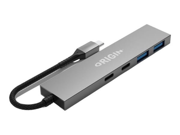 Origin Storage OS-HUB-USB3/C, Langallinen, USB 3.2 Gen 1 (3.1 Gen 1) Type-A + Type-C, Harmaa, 1 kpl