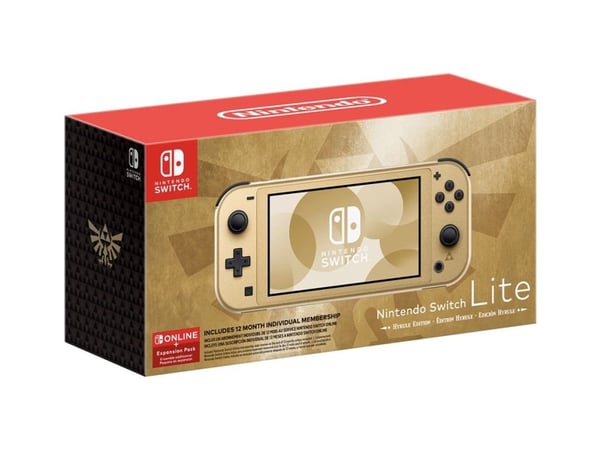Nintendo Switch Lite - Hyrule Edition - håndholdt spillkonsoll - gull - med Nintendo Switch Online + Expansion Pack 12-måneders medlemskap