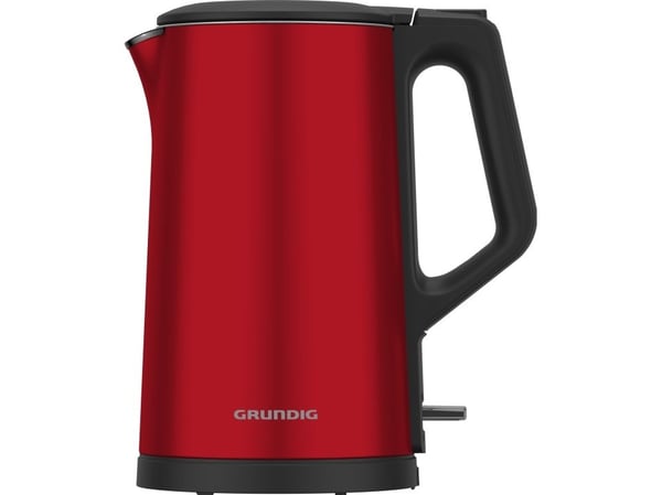 Grundig WK 8340, 1,7 l, 2200 W, Röd, Rostfritt stål, Vattennivå indikator, Sladdlös