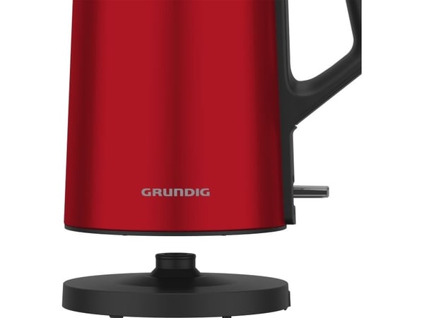 Grundig WK 8340, 1,7 l, 2200 W, Rød, Rustfritt stål, Vannivåindikator, Trådløs