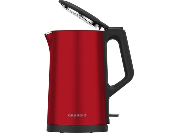 Grundig WK 8340, 1,7 l, 2200 W, Rød, Rustfritt stål, Vannivåindikator, Trådløs