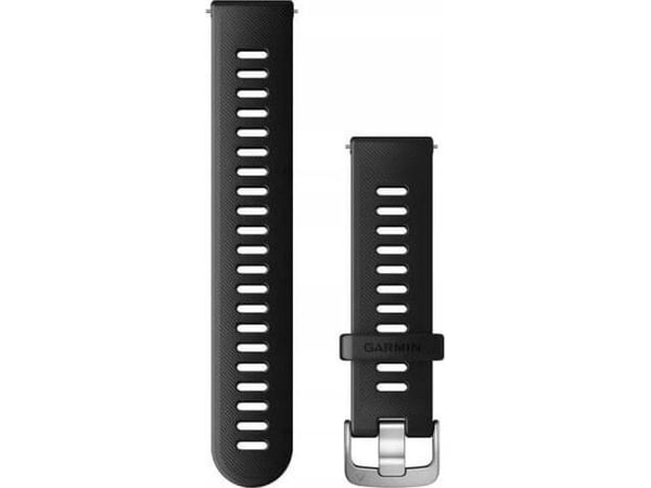Quick Release 20 silikonirannehihna (musta/terässolki) (010-11251-9P)