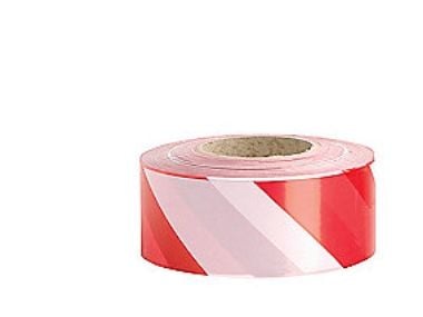 HDPE-sulkuteippi punainen/valkoinen - 500 metrin rulla
