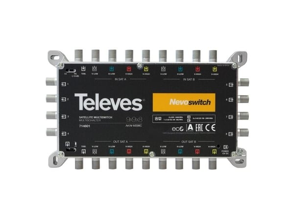 Televes 714601, 9 innganger, 17 utganger, 950 - 2400 MHz, 88 - 862 MHz, 5 dB, 2 dB