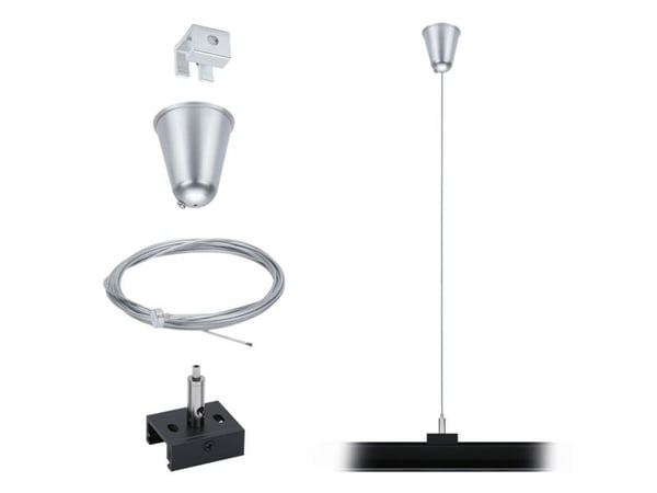 Paulmann 95585, Oppheng av ståltau, Sort, Metall, Sykehusrom, Restaurant, Butikkrom, Lager, 4,2 cm, 3000 mm