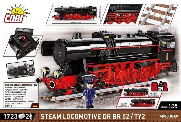 COBI DR BR 52/TY2 Steam Locomotive, Byggeklosser, 9 år, 1723 stykker