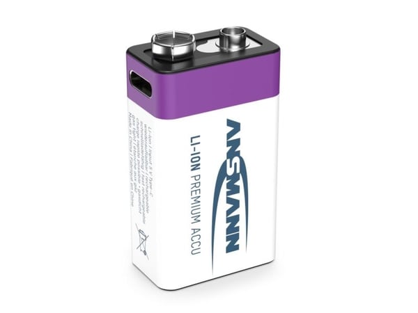 Ansmann 1315-0005, Oppladbart batteri, 9V, Lithium-Ion (Li-Ion), 9 V, 1 stykker, 400 mAh