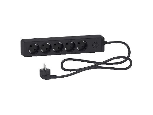 Schneider Electric Unica 2405158, 1,5 m, inomhus, typ F, typ F, vinklad, svart