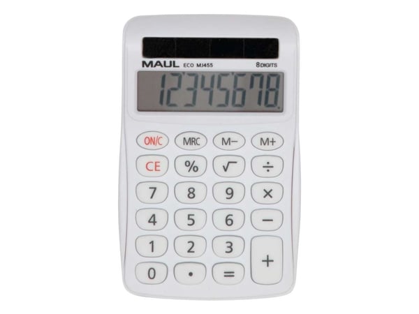 Jakob Maul GmbH Pöytälaskin ECO MJ 455 8-numeroinen valkoinen Aurinkokäyttö - ei paristoa (7263102)