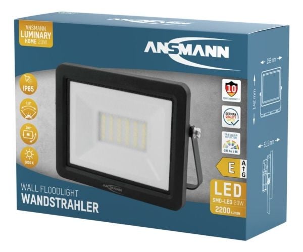 Ansmann WFL20W, 20 W, LED, IP65, Sort, Flood work light