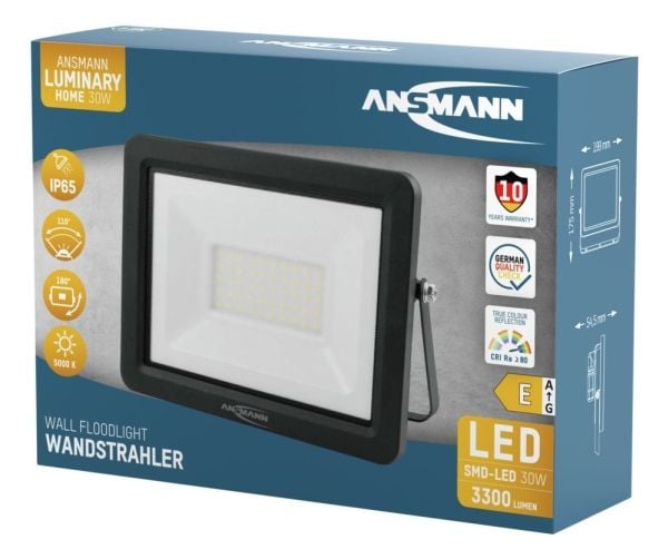 Ansmann WFL30W, 30 W, LED, IP65, Sort, Flood work light