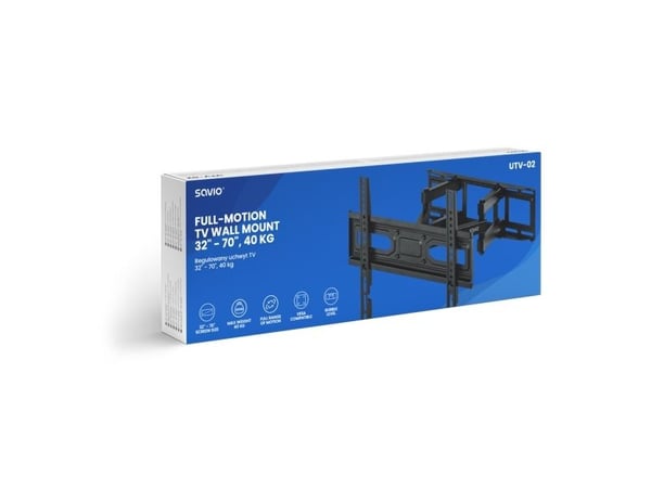 Savio UTV-02, 81,3 cm (32"), 177,8 cm (70"), 100 x 100 mm, 400 x 400 mm, Plast, Stål, Svart