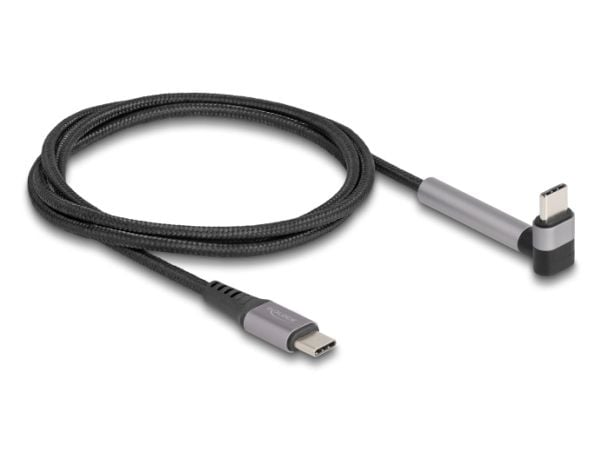 Delock USB 2.0-kabel USB Type-C hann til hann vinklet med stativfunksjon PD 3.0 60 W 1,5 m