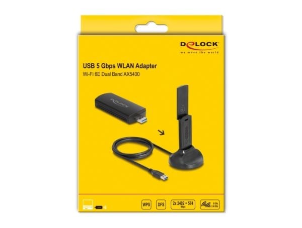 Delock - Nettverksadapter - USB 3.0 - Wi-Fi 6E - svart