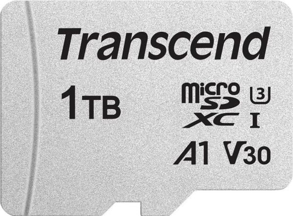 Transcend USD300S - Flashminnekort (adapter inkludert) - 1 TB - A2 / Video Class V30 / UHS-I U3 / Class10 - microSDXC UHS-I U3