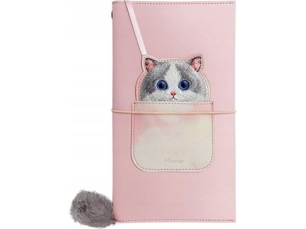 iLike Nimmy-sett 2-i-1 notatbok + penn rosa/rosa Big Eyed Pet 2.0 Cat