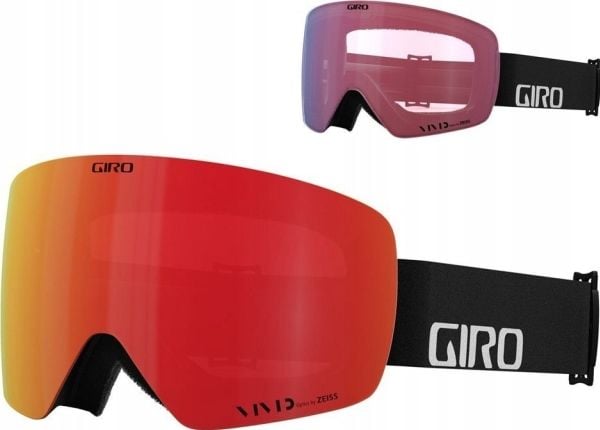 Giro Contour RS Vivid, Unisex, Sylindrisk (flat) linse, Sort, Rød, En Størrelse