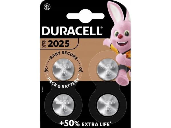 Duracell 5000394119345, Engangsbatteri, CR2025, Lithium, 3 V, 4 stykker, 165 mAh
