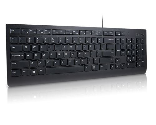 Lenovo Essential, Full størrelse (100 og), Koblet med ledninger (ikke trådløs), USB, Svart