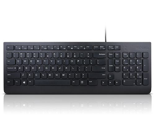 Lenovo Essential, Full størrelse (100 og), Koblet med ledninger (ikke trådløs), USB, Svart
