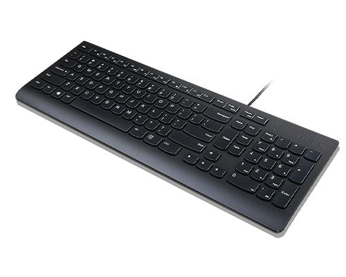 Lenovo Essential, Full størrelse (100 og), Koblet med ledninger (ikke trådløs), USB, Svart
