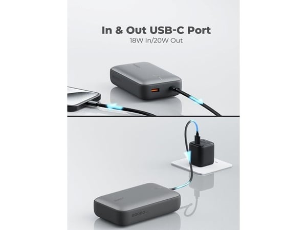 AUKEY PB-Y57, 20000 mAh, litium, harmaa