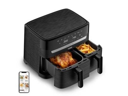 Tefal Easy Fry EY901N, Varmluftsfrityr, 8,3 l, Dobbel, Svart, Berøringskontroll, Enkeltstående