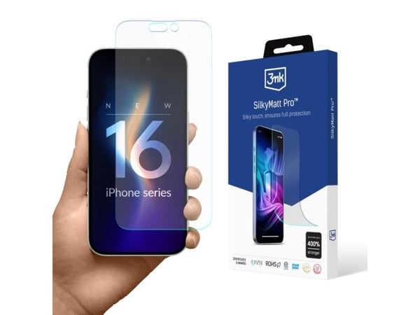 3MK Silky Matt Pro, Apple, iPhone 16, Slagtålig, Reptålig, Transparent, 1 styck 3MK Silky Matt Pro, Apple, iPhone 16, Slagtålig, Reptålig, Transparent, 1 styck