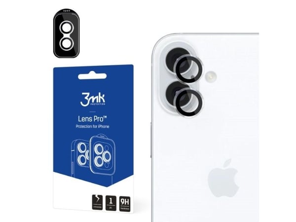 3MK Lens Protection Pro, Apple, iPhone 16 Plus, iPhone 16, Naarmuuntumisenkestävä, Läpinäkyvä, 1 kpl