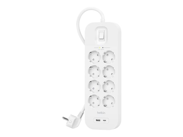 Belkin SRB003vf2M-V2, 900 J, 8 AC-pistorasia(a), Tyyppi F, Tyyppi E, Valkoinen, 2 m