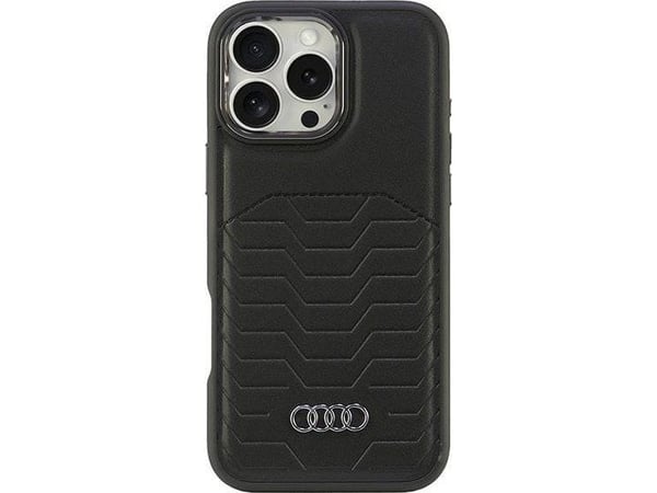 Audi syntetisk skinn MagSafe iPhone 16 Pro Max 6,9" svart hardt deksel AU-TPUPCMIP16PM-GT/D3-BK