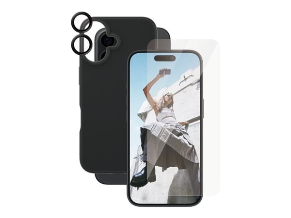 CARE by PanzerGlass - Baksidedeksel for mobiltelefon - 3-i-1 - plastikk - svart - med skjerm- og linsebeskytter - for Apple iPhone 16