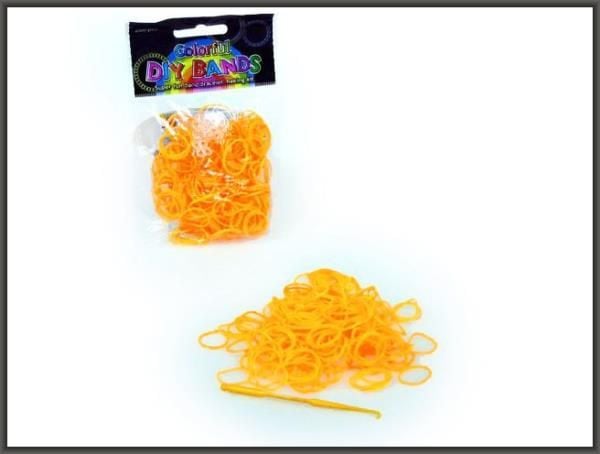 Hipo strikk/gummibånd oransje til armbånd, 250 stk. (620074)