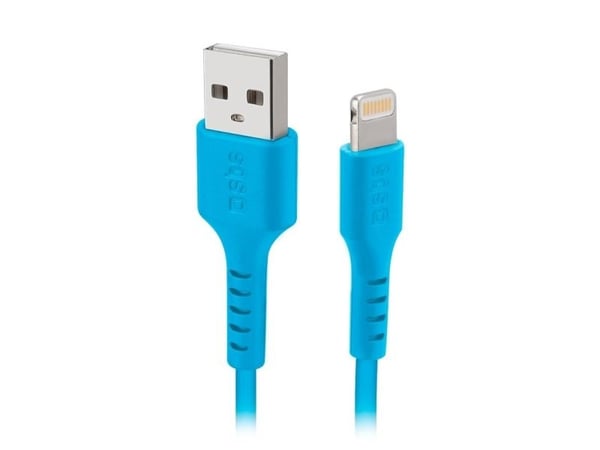 SBS TECABLEUSBIP589A, 1 m, Lightning, USB A, Hankjønn, Hankjønn, Blå
