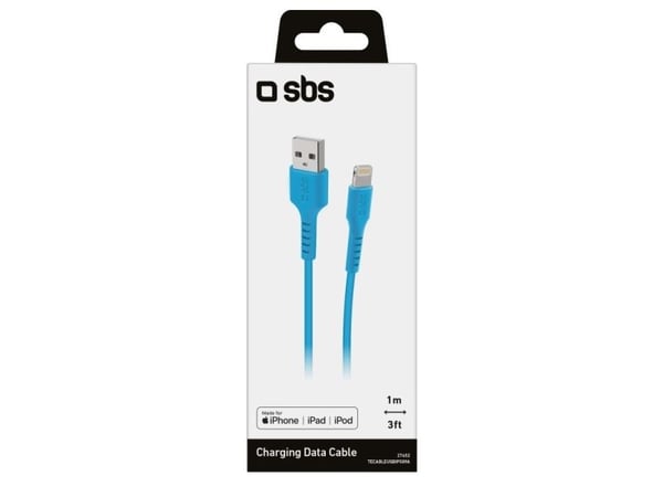 SBS TECABLEUSBIP589A, 1 m, Lightning, USB A, Hankoppling, Hankoppling, Blå