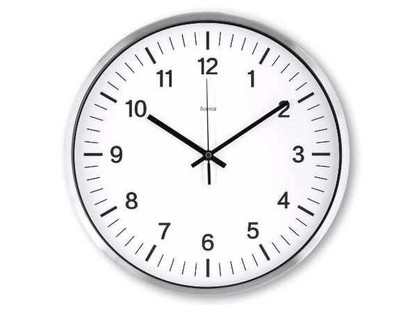 Hama Java, Vegg, Radiostyrt klokke, Rund, Sølv, Metall, Glass
