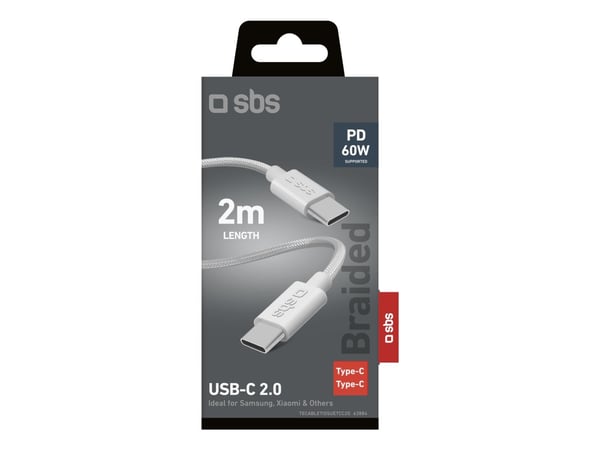 SBS TECABLETISSUE2G, 2 m, USB C, USB C, Grå