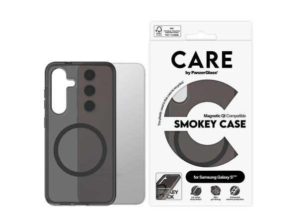 CARE by PanzerGlass Urban Combat - Baksidedeksel for mobiltelefon - polykarbonat, termoplast-polyuretan (TPU) - røykfarget, svart - for Samsung Gal...