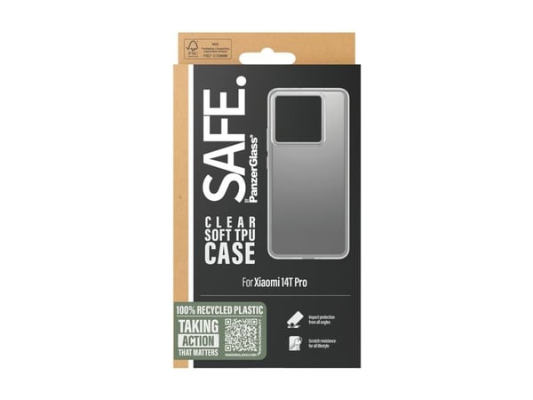 SAFE. by PanzerGlass - Baksidedeksel for mobiltelefon - termoplast-polyuretan (TPU) - gjennomsiktig - for Xiaomi 14T Pro