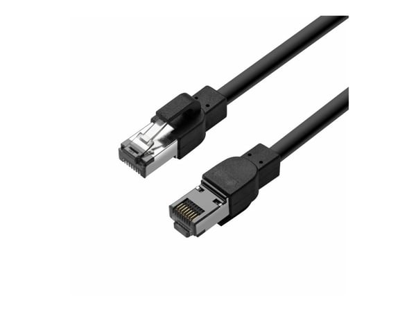 Lanview - Koblingskabel - RJ-45 (hann) til RJ-45 (hann) - 50 cm - 6 mm - S/FTP - CAT 6a - formstøpt, utendørs, uten hindringer, høyfleks - svart