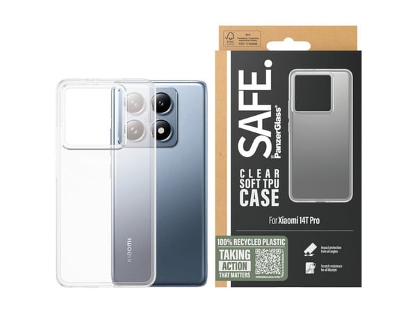 SAFE. by PanzerGlass - Baksidedeksel for mobiltelefon - termoplast-polyuretan (TPU) - gjennomsiktig - for Xiaomi 14T Pro
